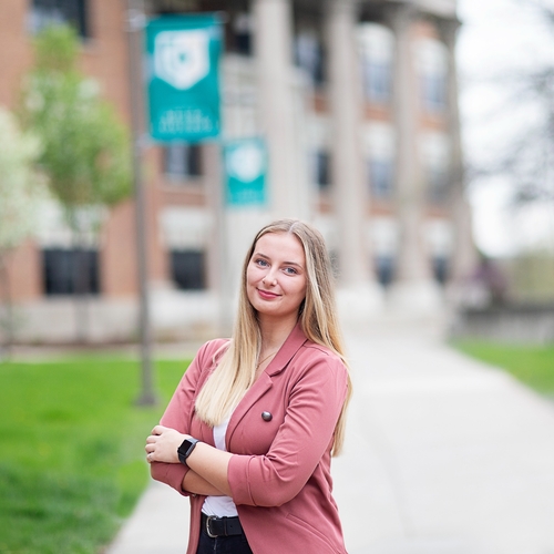 Amber Benjamin '22 Outside Ball Hall 